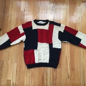 Vintage Patchwork Boro 100% pure wool knit sweater